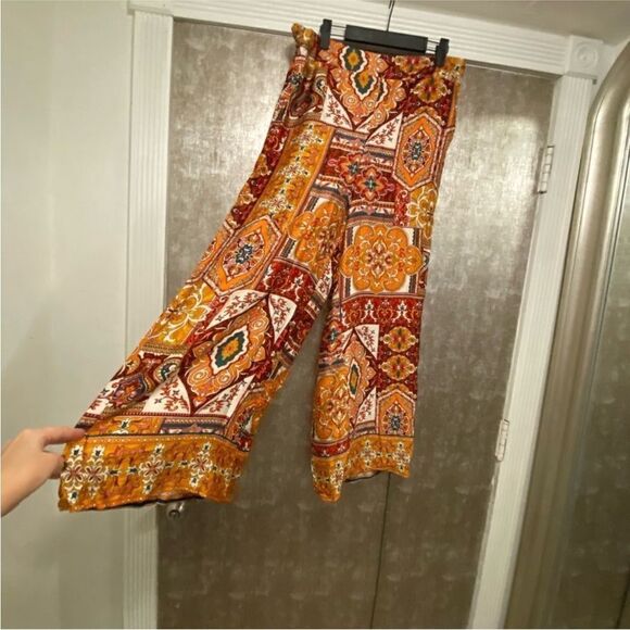 Haute Hippie 100% rayon Bohemian Patchwork Wide-Leg Pants, L - Picture 1 of 8